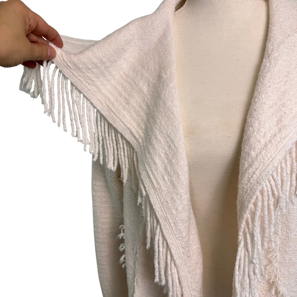 Pure Jill Knit Cardigan Womens L Cream Chunky Fringe Southwestern Western Boho - Picture 4 of 13